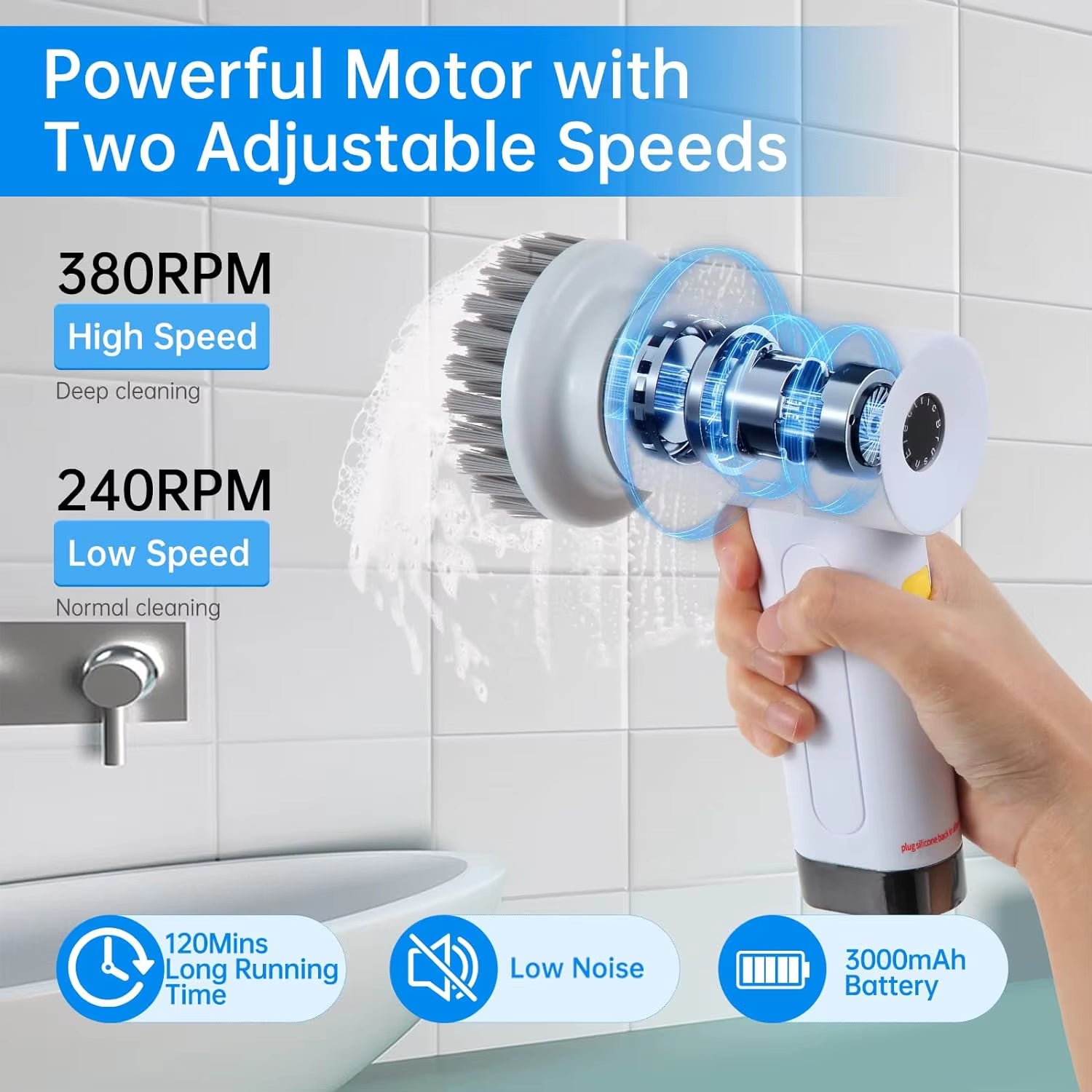Household Kitchen Dish Washing Brush USB Stove Cleaning Brush Cleaner Bathroom Spin Scrubber Sink Electric Scrub