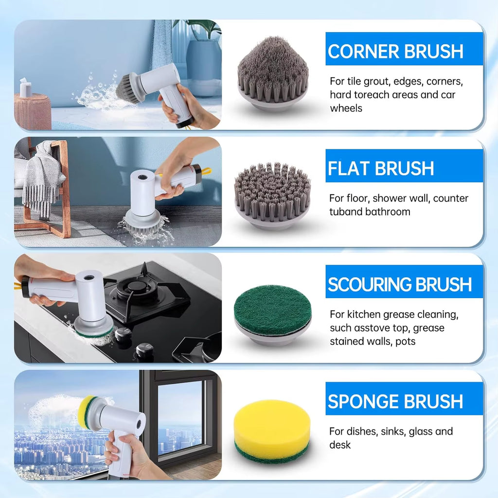 Household Kitchen Dish Washing Brush USB Stove Cleaning Brush Cleaner Bathroom Spin Scrubber Sink Electric Scrub