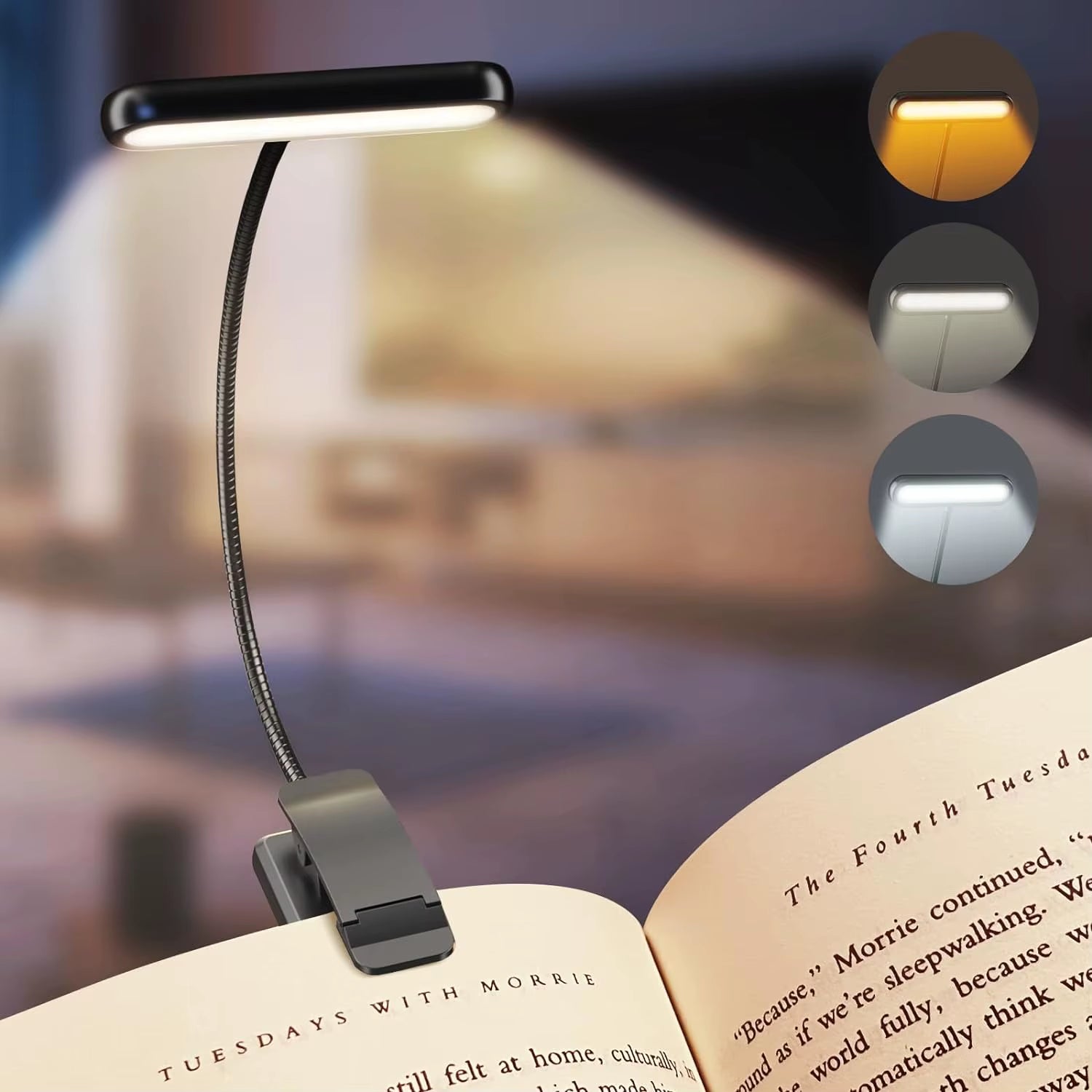 Music Desk Lamp Clip in Piano Light 10 LED Adjustable Neck Rechargeable USB-C Book Light for Reading
