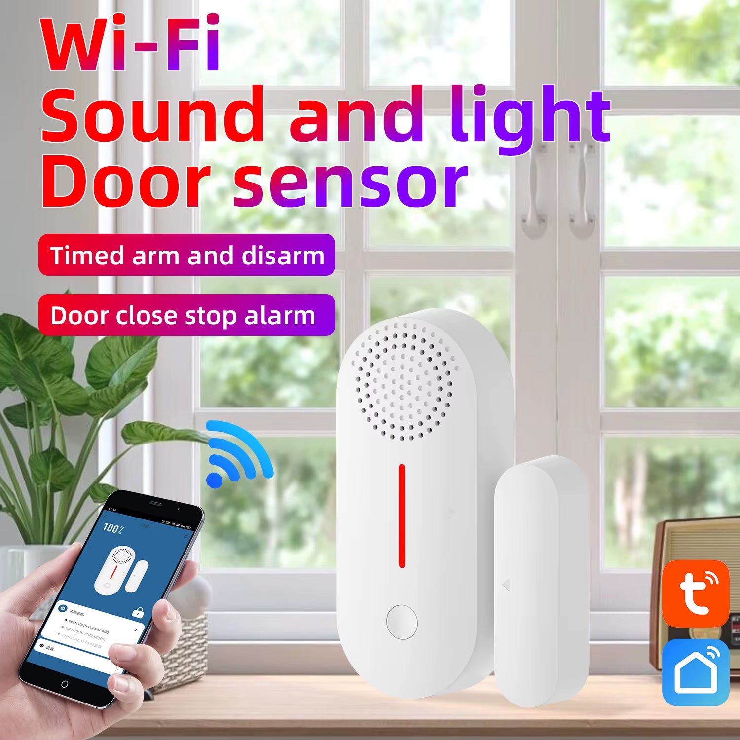 Smart Wifi Tuya Door Window Sensor Alarm for Doors and Windows Open/Close Status Alarm with Sound