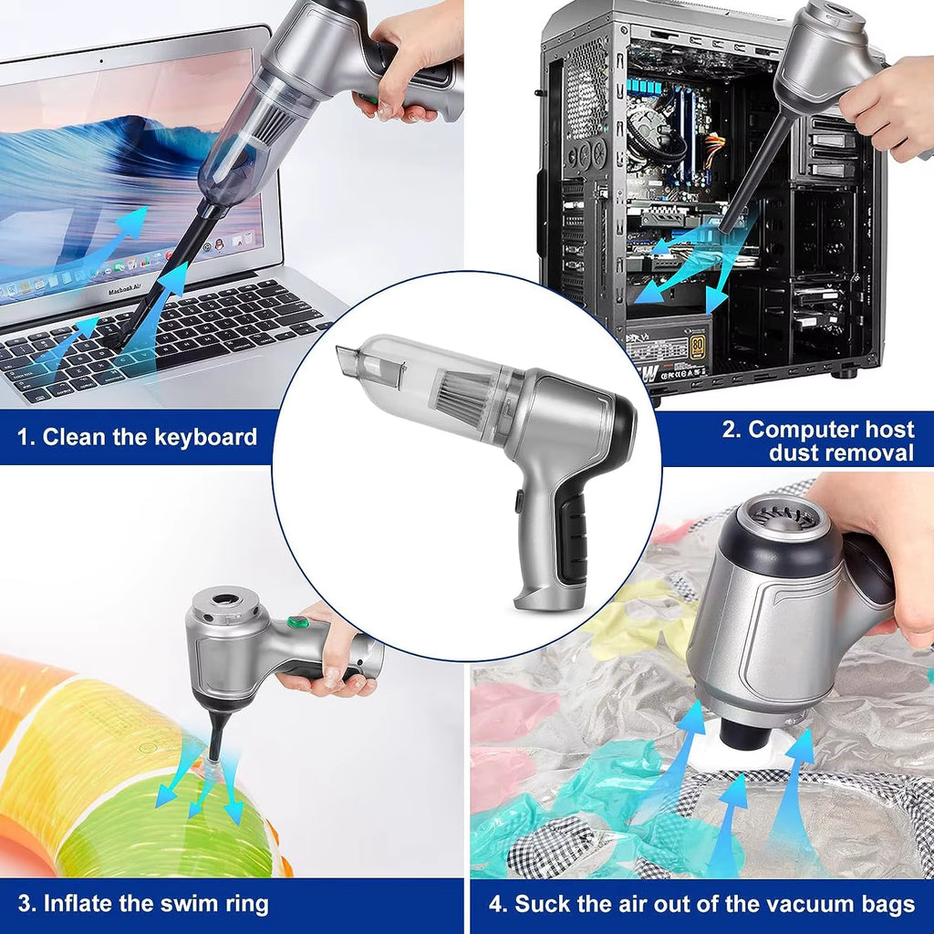 Handheld Powerful Suction Wireless Mini Vacuum Car Cleaner Battery Operated Cordless Portable Car Vacuum Cleaner with Air Blower