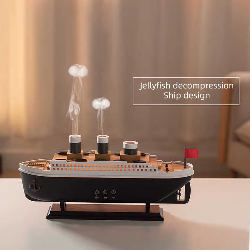 2025 Electric Ship Diffuser Humidifier Ultrasonic Essential Oil Jellyfish Diffuser Desktop Smart Home Boat Diffuser for Office