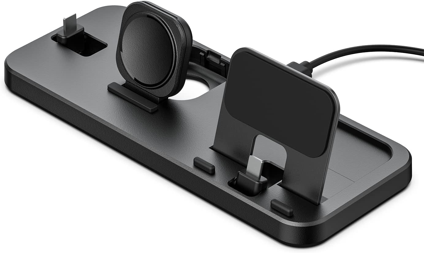 Portable 3 in 1 Charging Station for Apple Devices Foldable for Apple Watch 7/6/SE/5/4/3/2/1 for Iphone Airpods Pro3/2/1 Charging Stand Black