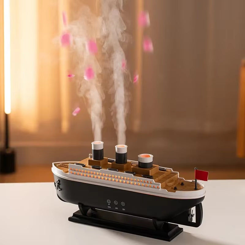 2025 Electric Ship Diffuser Humidifier Ultrasonic Essential Oil Jellyfish Diffuser Desktop Smart Home Boat Diffuser for Office